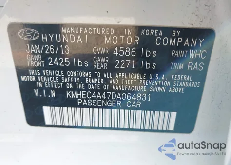 2013 Hyundai Sonata Hybrid Limited из США, поврежденный, VIN KMHEC4A47DA064831